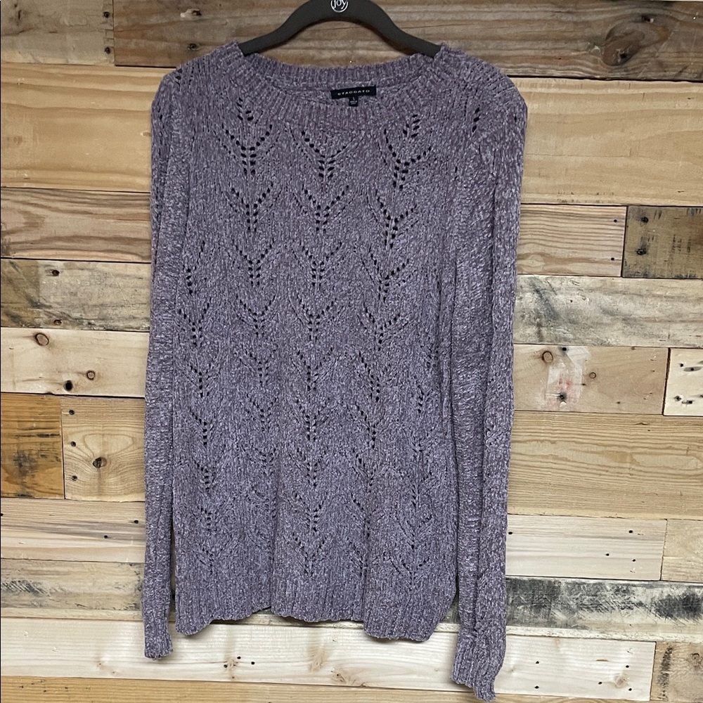 Staccato size Large Lavender Color Super Soft Crewneck Chenille Sweater